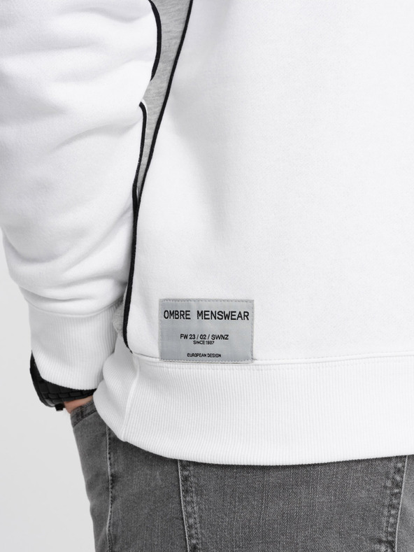 Ombre Clothing Graues und weißes Herren-Sweatshirt Ombre Clothing