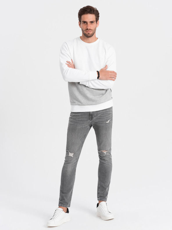Ombre Clothing Graues und weißes Herren-Sweatshirt Ombre Clothing
