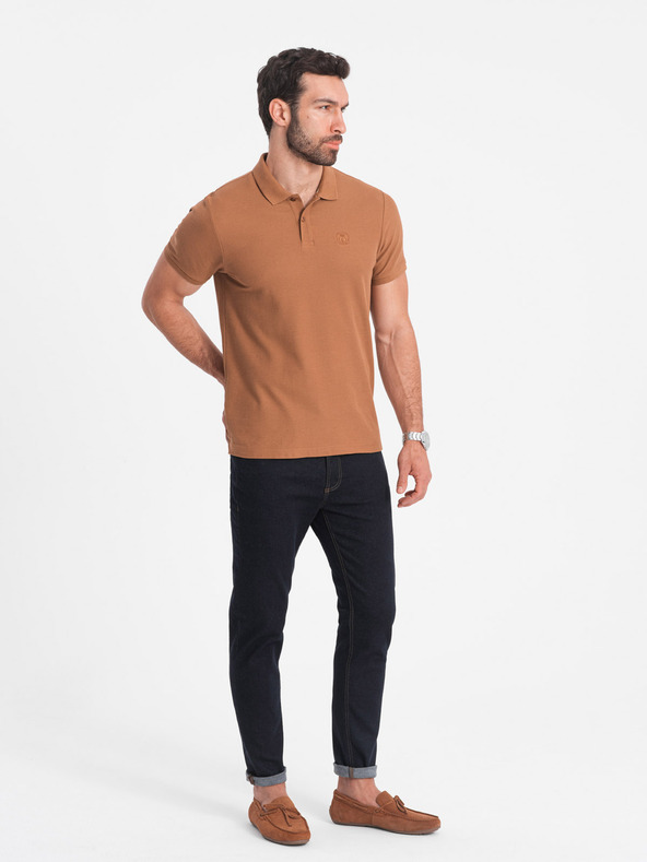 Ombre Clothing Braunes Herren-Poloshirt Ombre Clothing