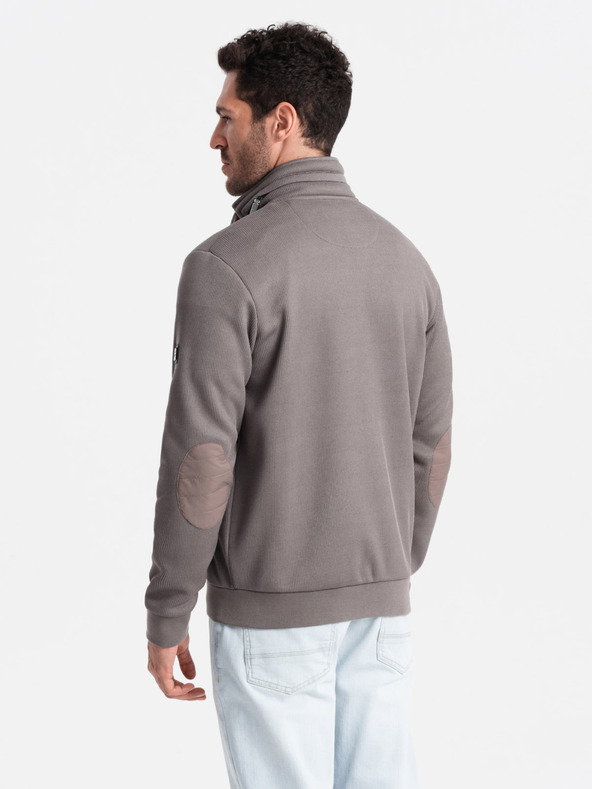 Ombre Clothing Graue Herrenjacke mit hohem Kragen und Fleece-Innenseite Ombre Clothing