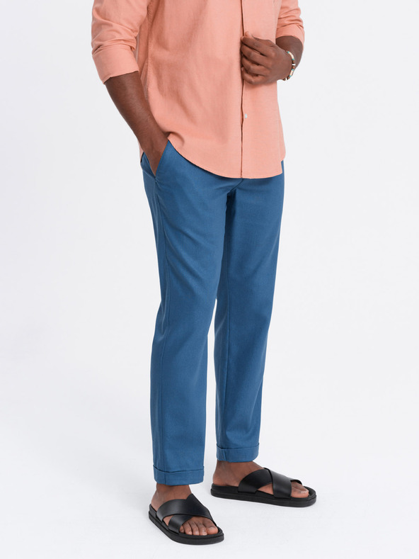 Ombre Clothing Blaue Herren-Chinohose mit Leinen Ombre Clothing