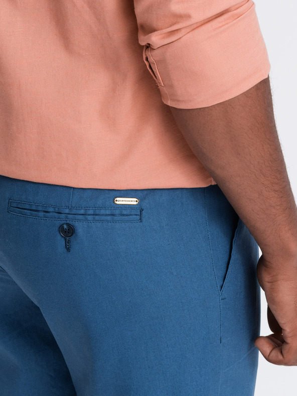 Ombre Clothing Blaue Herren-Chinohose mit Leinen Ombre Clothing