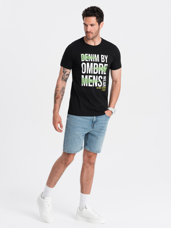 Ombre Clothing Schwarzes Herren-T-Shirt aus Baumwolle Ombre Clothing