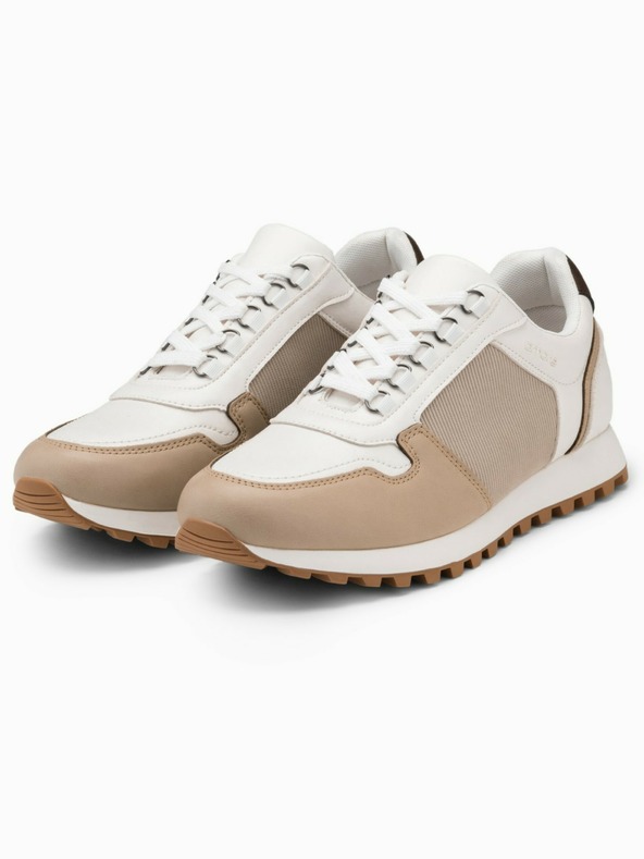 Ombre Clothing Beige und weiße Herren-Turnschuhe Ombre Clothing