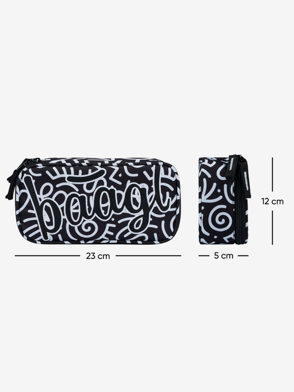 BAAGL  Schwarz gemustertes Schulset - Rucksack, Mäppchen, Tasche Baagl Core Element
