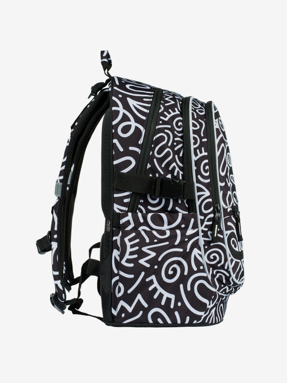 BAAGL  Schwarz gemustertes Schulset - Rucksack, Mäppchen, Tasche Baagl Core Element