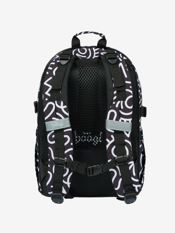 BAAGL  Schwarz gemustertes Schulset - Rucksack, Mäppchen, Tasche Baagl Core Element
