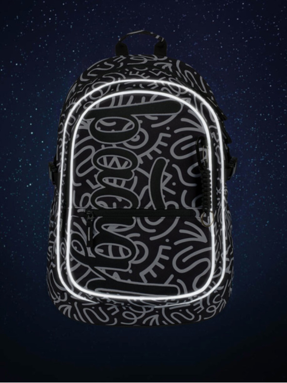 BAAGL  Schwarz gemustertes Schulset - Rucksack, Mäppchen, Tasche Baagl Core Element