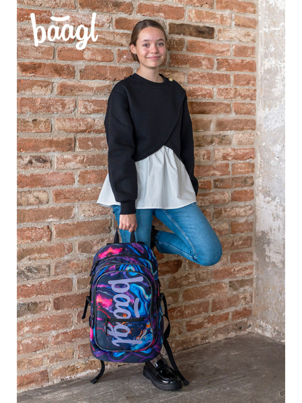 BAAGL  Lila Schulset - Rucksack, Mäppchen, Tasche Baagl Core Marble