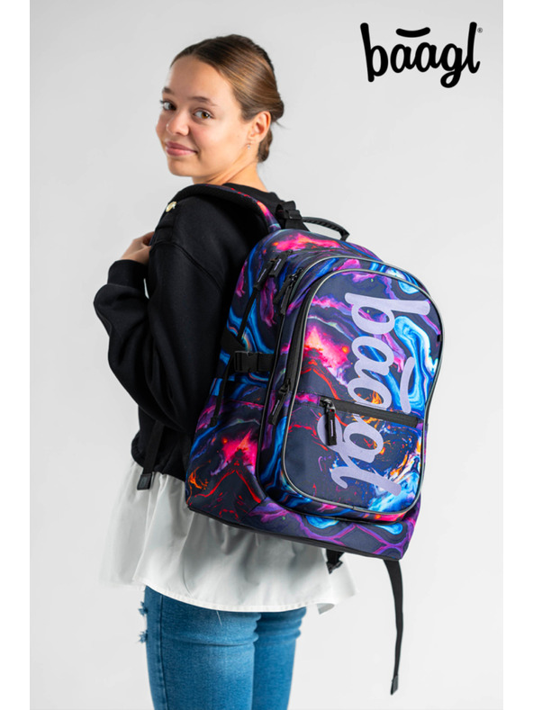 BAAGL  Lila Schulset - Rucksack, Mäppchen, Tasche Baagl Core Marble