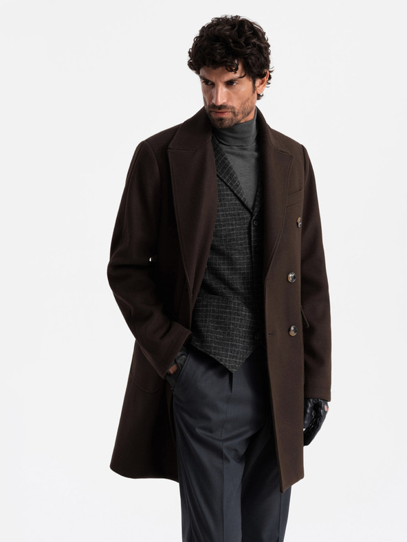 Ombre Clothing Zweireihiger Herrenmantel Ombre Clothing