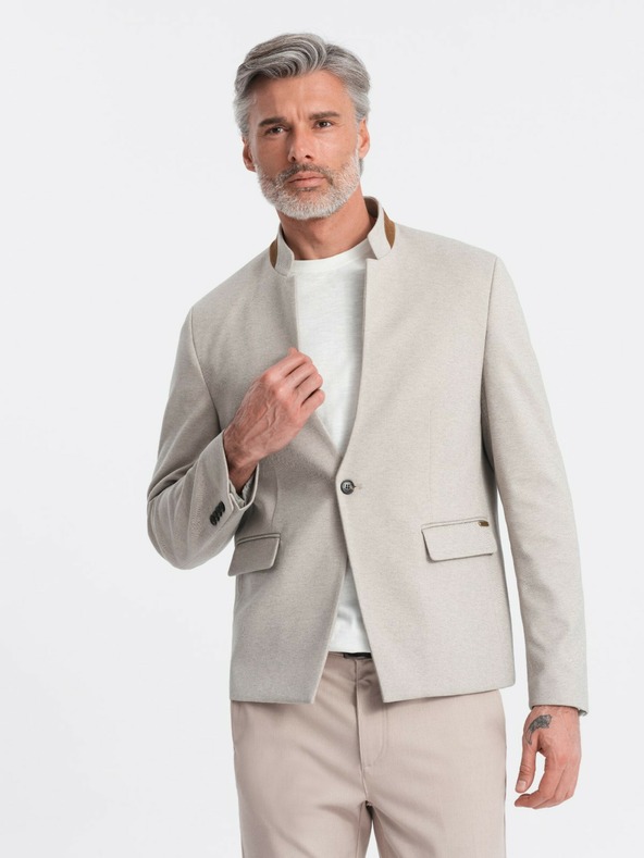 Ombre Clothing Ombre Clothing hellbraune Herrenjacke mit Stehkragen