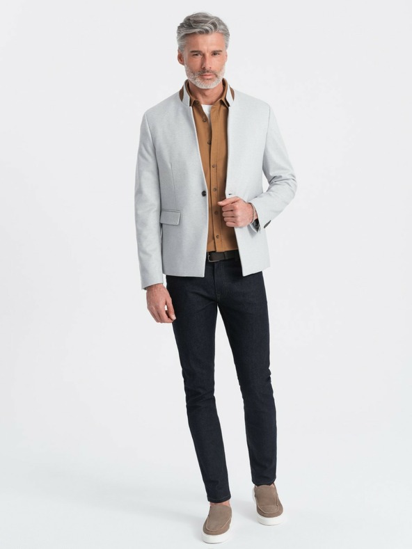 Ombre Clothing Ombre Clothing hellbraune Herrenjacke mit Stehkragen