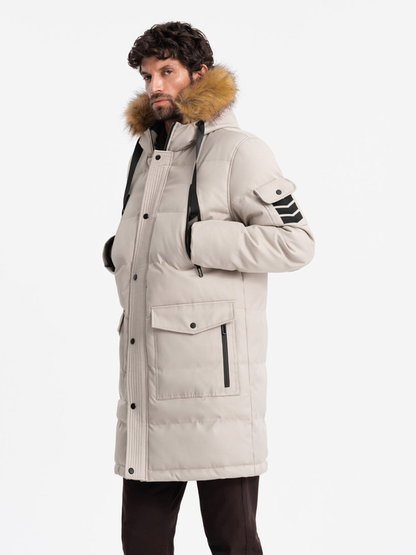 Ombre Clothing Lange Herren-Parka-Jacke mit Kapuze Ombre Clothing