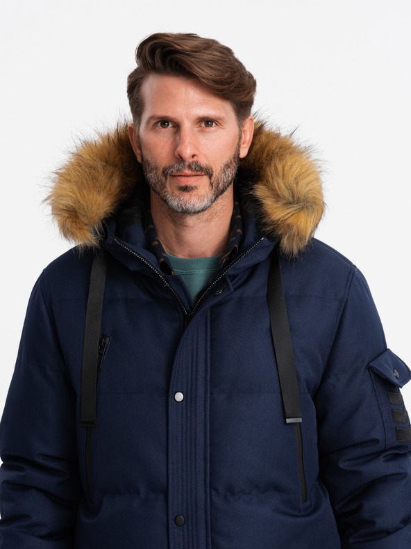 Ombre Clothing Lange Herren-Parka-Jacke mit Kapuze Ombre Clothing