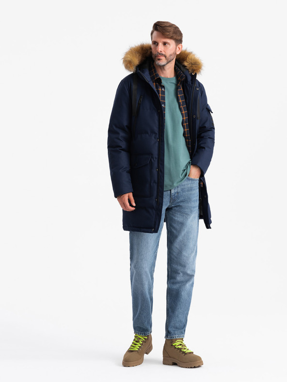 Ombre Clothing Lange Herren-Parka-Jacke mit Kapuze Ombre Clothing
