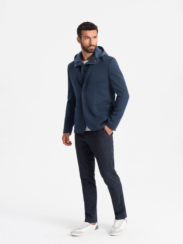 Ombre Clothing Herren Kapuzenjacke mit hohem Kragen dunkelblau Ombre Clothing