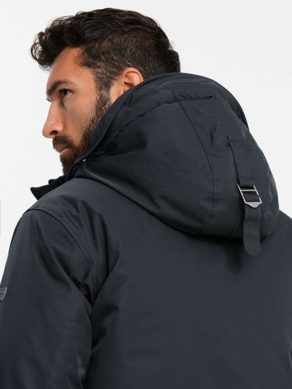 Ombre Clothing Klassische lange Herren-Parka-Jacke schwarz Ombre Clothing