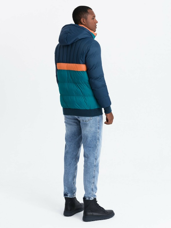 Ombre Clothing Herren-Retro-Sportjacke in Dunkelblau und Orange Ombre Clothing