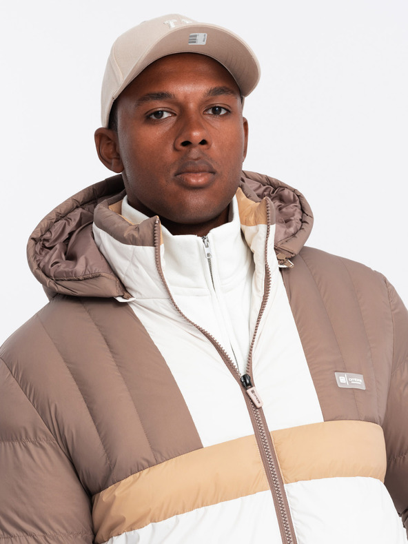 Ombre Clothing Bunte Retro-Sportjacke für Herren beige und weiß Ombre Clothing