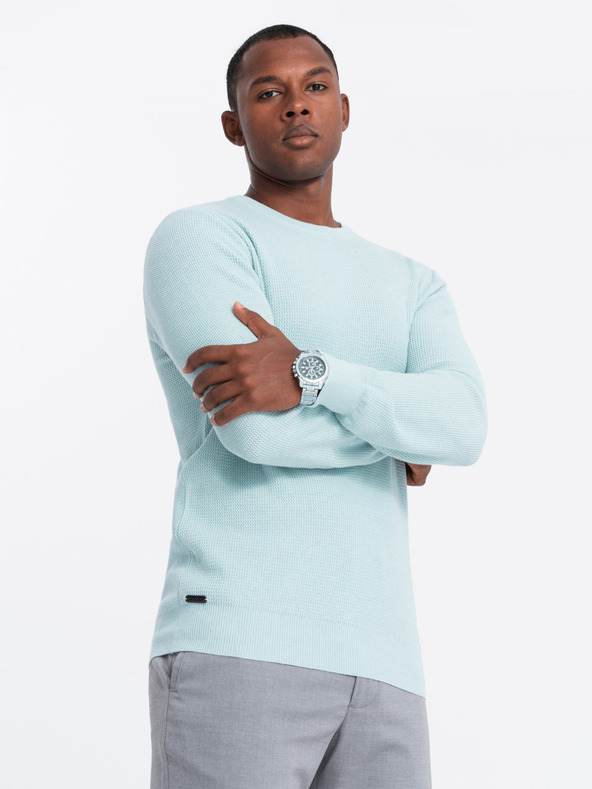 Ombre Clothing Herren Melange Strukturierter Strickpullover Mint Ombre Kleidung