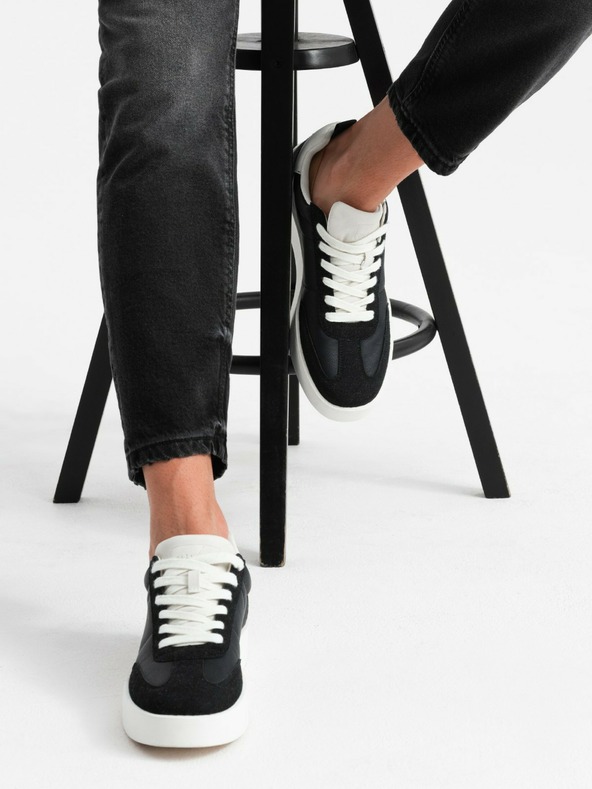 Ombre Clothing Herren Old-School-Sneaker mit dicken Sohlen Schwarz Ombre Clothing