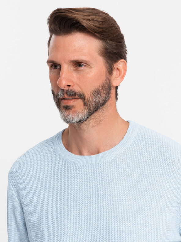 Ombre Clothing Herren Melange strukturierter Strickpullover blau Ombre Kleidung
