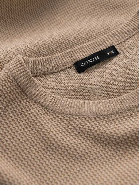 Ombre Clothing Herren Melange strukturierter Strickpullover sand Ombre Kleidung