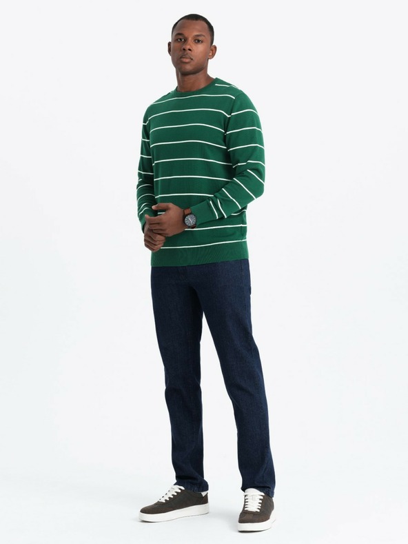 Ombre Clothing Herren Pullover mit Querstreifen grün Ombre Clothing