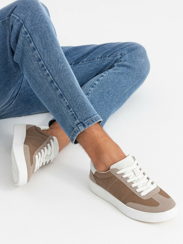 Ombre Clothing Oldschool Herren Sneaker mit dicken Sohlen hellbraun Ombre Kleidung