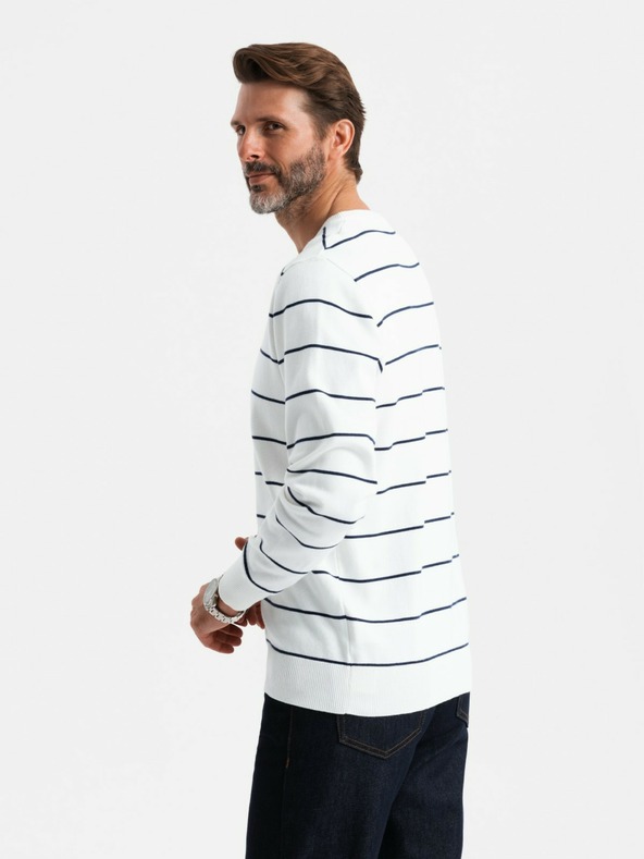 Ombre Clothing Herren Casual Pullover mit horizontalen Streifen Creme Ombre Kleidung