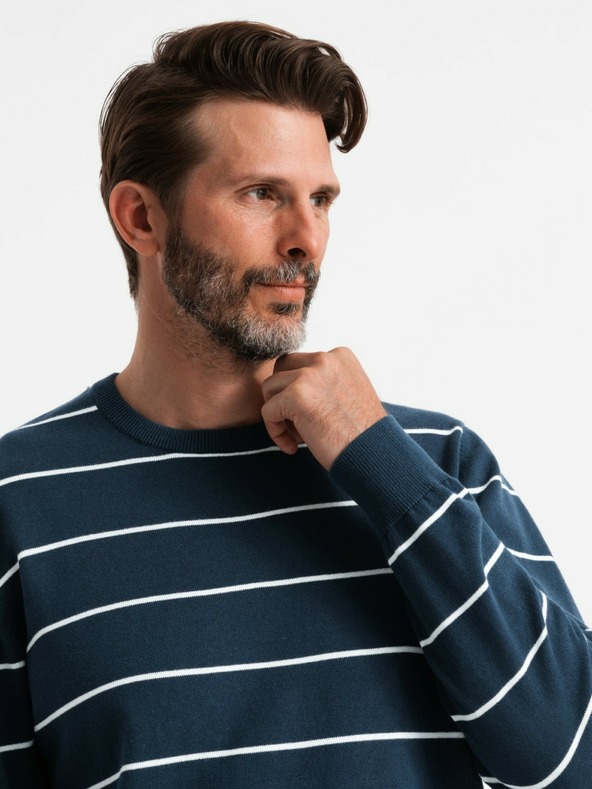 Ombre Clothing Herren Freizeitpullover mit Querstreifen dunkelblau Ombre Clothing