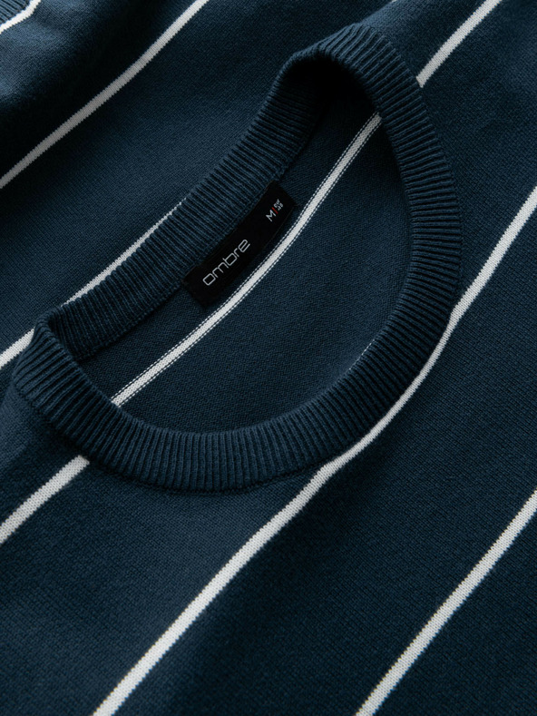 Ombre Clothing Herren Freizeitpullover mit Querstreifen dunkelblau Ombre Clothing
