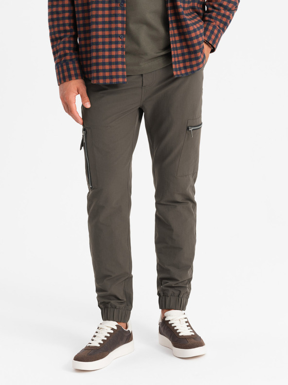 Ombre Clothing Herren Jogginghose mit Taschen und Druck dunkel olivgrün Ombre Kleidung