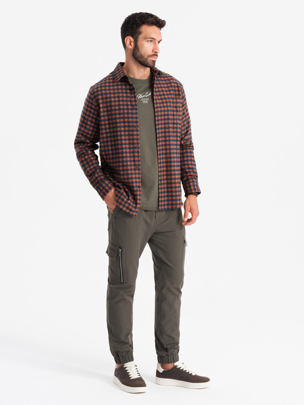 Ombre Clothing Herren Jogginghose mit Taschen und Druck dunkel olivgrün Ombre Kleidung