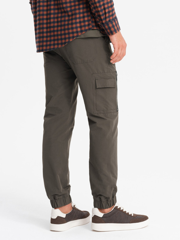 Ombre Clothing Herren Jogginghose mit Taschen und Druck dunkel olivgrün Ombre Kleidung