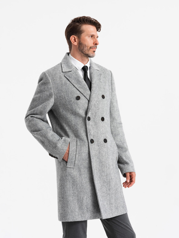 Ombre Clothing Eleganter Herren-Doppelreihermantel grau Ombre Clothing
