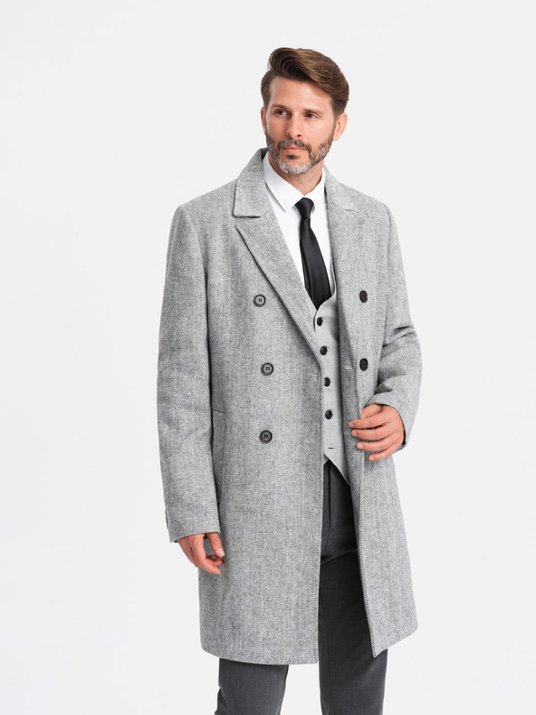 Ombre Clothing Eleganter Herren-Doppelreihermantel grau Ombre Clothing