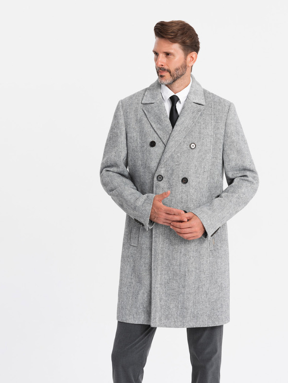 Ombre Clothing Eleganter Herren-Doppelreihermantel grau Ombre Clothing