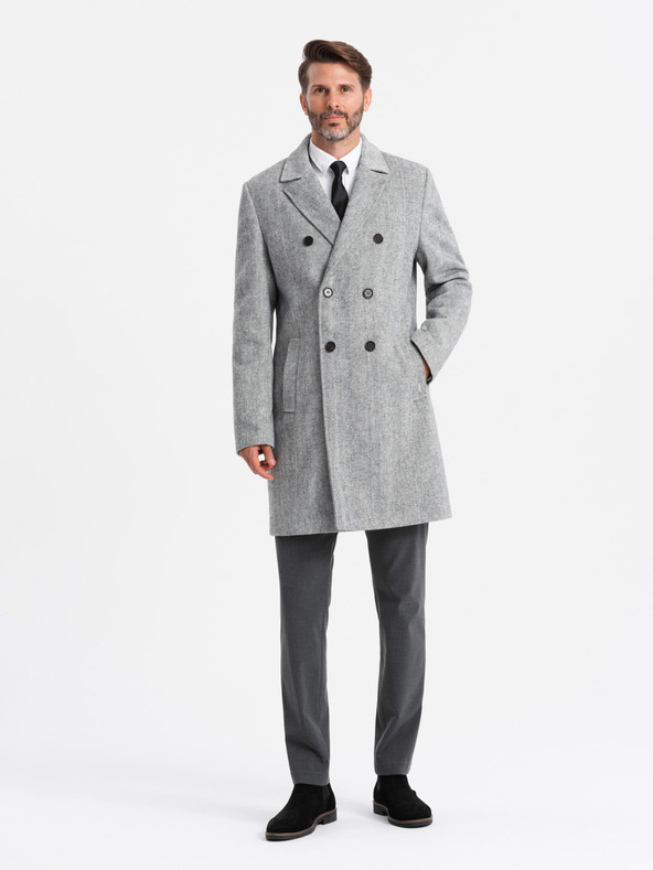 Ombre Clothing Eleganter Herren-Doppelreihermantel grau Ombre Clothing