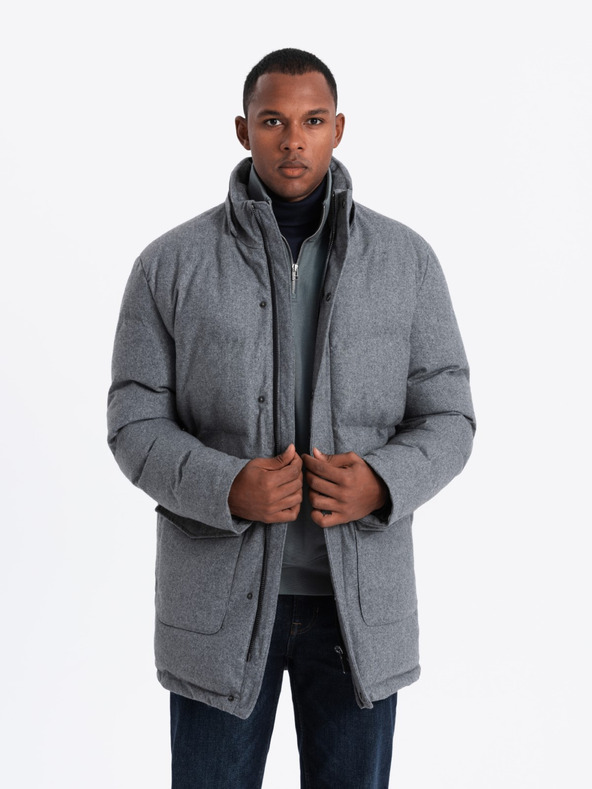 Ombre Clothing Herren lange warme Parka-Jacke mit Wolle Ombre Kleidung