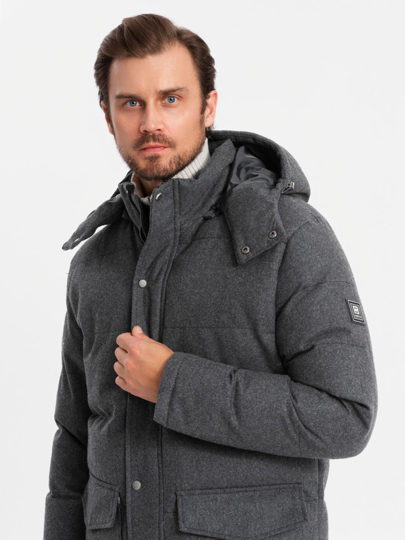 Ombre Clothing Herren lange warme Parka-Jacke mit Wolle Ombre Kleidung