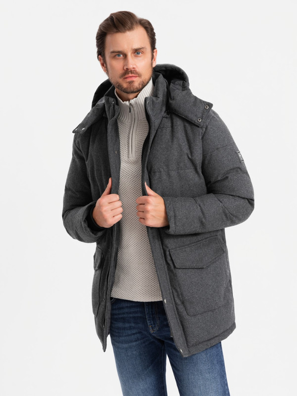 Ombre Clothing Herren lange warme Parka-Jacke mit Wolle Ombre Kleidung