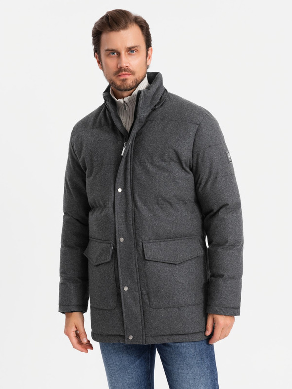 Ombre Clothing Herren lange warme Parka-Jacke mit Wolle Ombre Kleidung