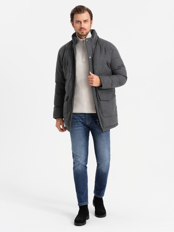 Ombre Clothing Herren lange warme Parka-Jacke mit Wolle Ombre Kleidung