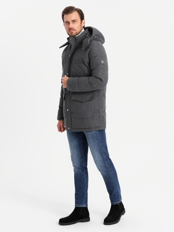 Ombre Clothing Herren lange warme Parka-Jacke mit Wolle Ombre Kleidung