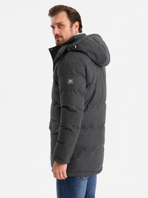 Ombre Clothing Herren lange warme Parka-Jacke mit Wolle Ombre Kleidung