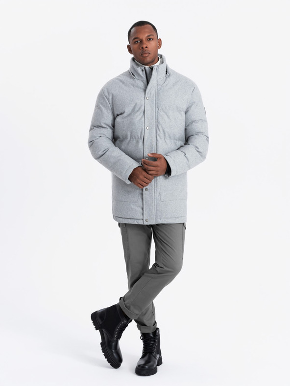 Ombre Clothing Herren lange warme Parka-Jacke mit Wolle Ombre Kleidung
