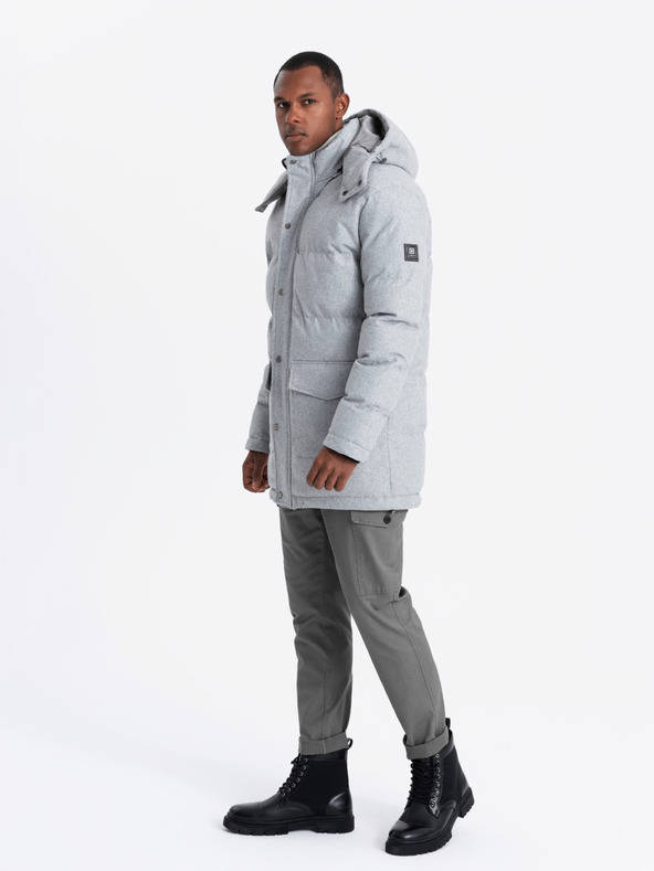 Ombre Clothing Herren lange warme Parka-Jacke mit Wolle Ombre Kleidung