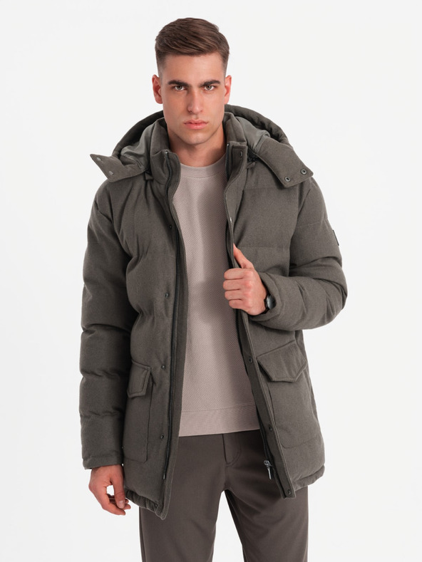 Ombre Clothing Herren lange warme Parka-Jacke mit Wolle Ombre Kleidung